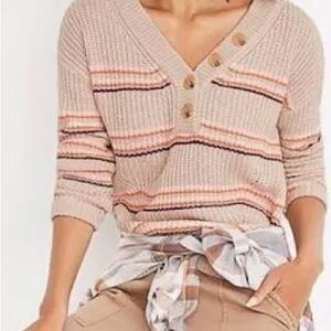 Maurices Multicolor Striped Button Front Sweater